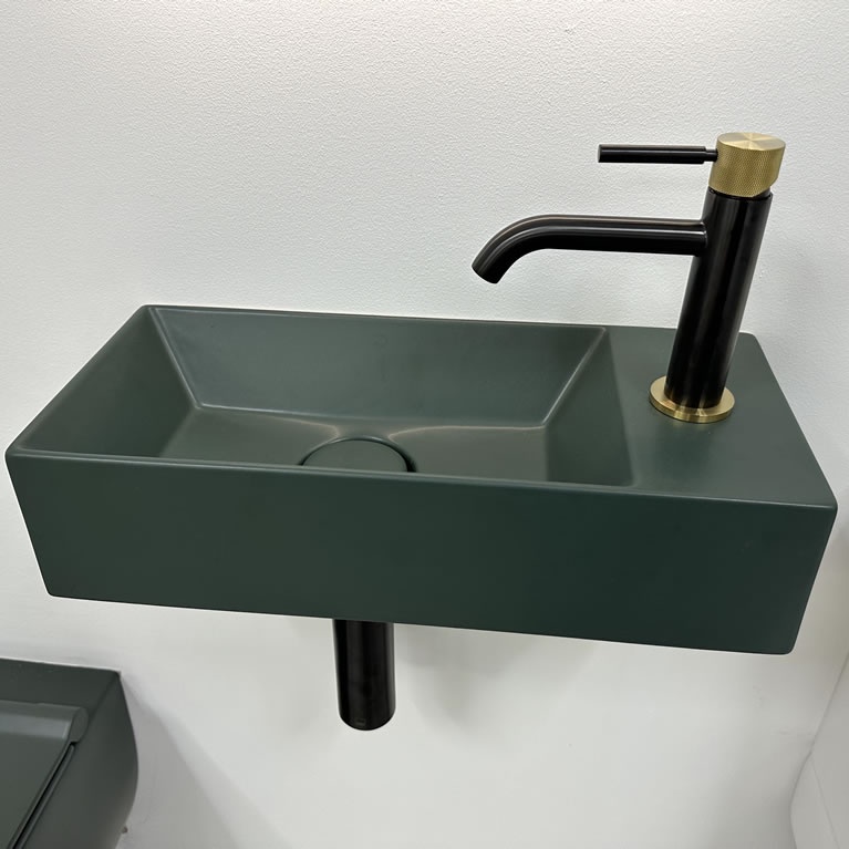 Zero 3 450mm Matt Green Wall Mounted Basin | Sanctuary Bathrooms